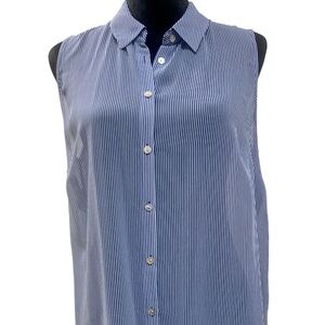 NWT | A New Day NEW |Sheer Blouse | Navy White Striped | Botton Down |Size: XL